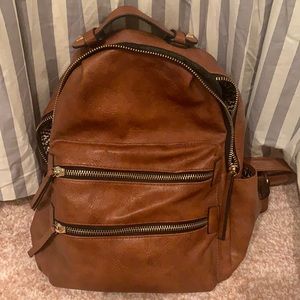 Cognac backpack, vegan leather